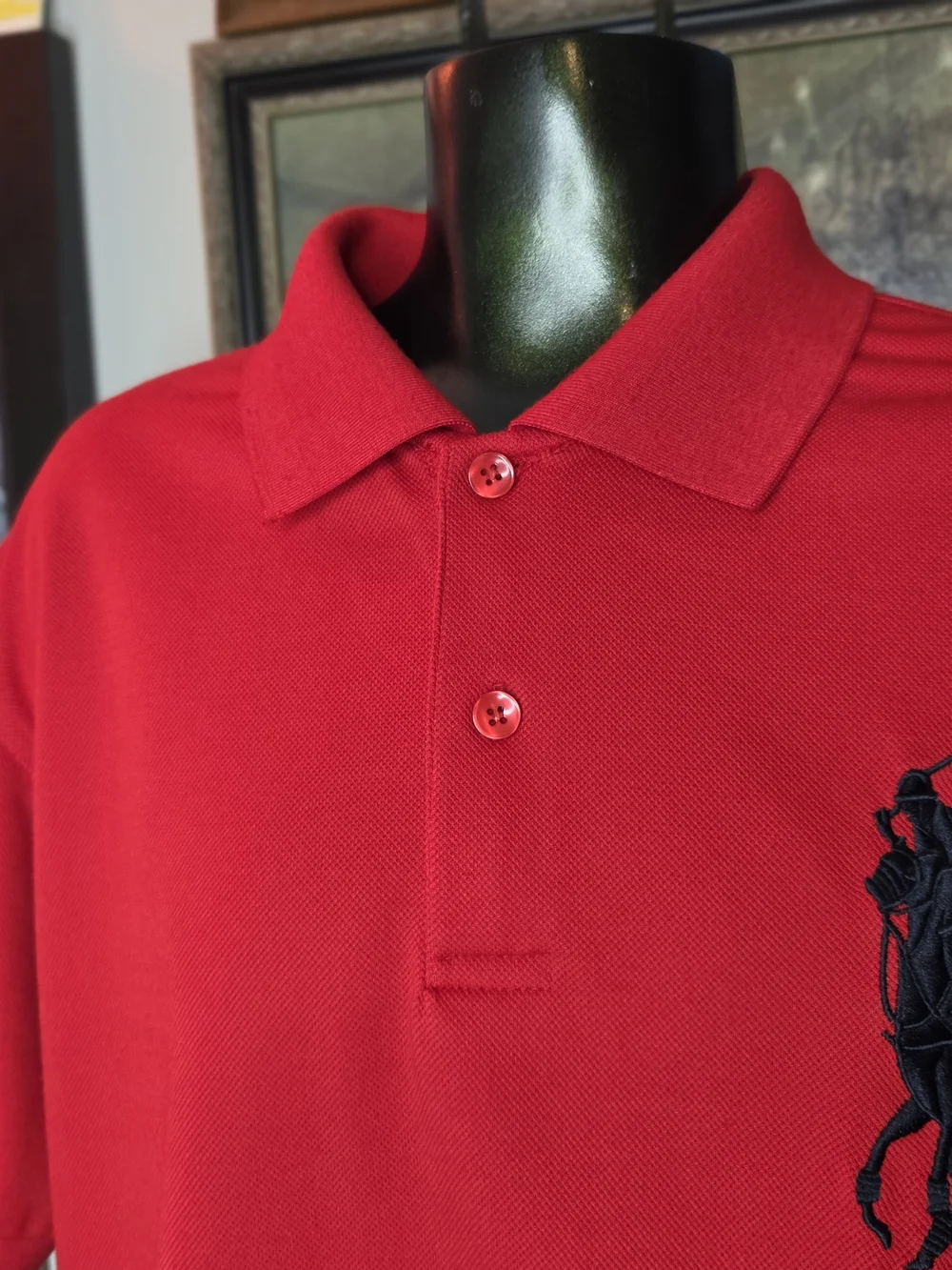 Vintage 90s Red Polo Ralph Lauren Collared Preppy Short Sleeve Polo Shirt Medium